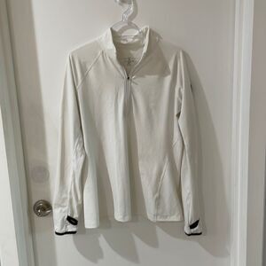 SPYDER ivory off white black half zip sweater pullover baselayer midweight L